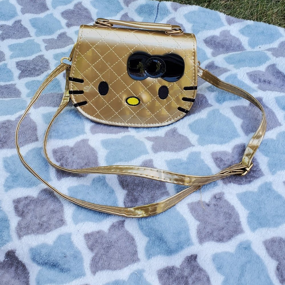 Hello Kitty Gold Faux Quilted leather Mini Bag